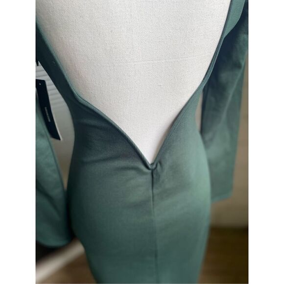 NWT Lulus Olive Green Open Back Long Sleeve Round Neck Dress Size L Party Knee L - Picture 14 of 16